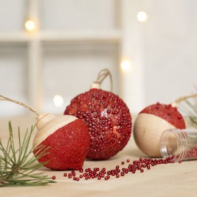 Christmas Baubles decorated with Craft Paint