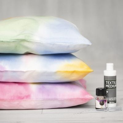 A cushion cover with watercolour effects
