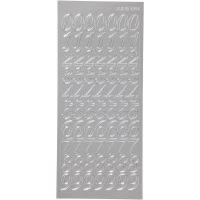 Stickers, numbers, 10x23 cm, silver, 1 sheet
