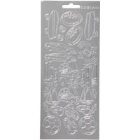 Stickers, sport, 10x23 cm, silver, 1 sheet