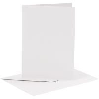Cards and envelopes, card size 10,5x15 cm, envelope size 11,5x16,5 cm, 110+230 g, white, 6 set/ 1 pack