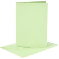 Cards and envelopes, card size 10,5x15 cm, envelope size 11,5x16,5 cm, 120+210 g, light green, 6 set/ 1 pack