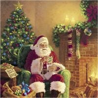 Table Napkins, Santa at home, size 33x33 cm, 20 pc/ 1 pack
