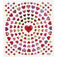 Stickers, small hearts, 15x16,5 cm, 1 sheet
