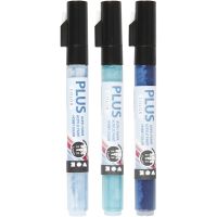 Plus Color Marker, L: 14,5 cm, line 1-2 mm, sky blue, navy blue, turquoise, 3 pc/ 1 pack, 5,5 ml
