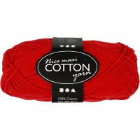 Cotton Yarn, no. 8/8, L: 80-85 m, size maxi , red, 50 g/ 1 ball