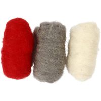 Carded Wool, red/white harmony, 3x10 g/ 1 pack