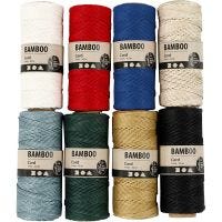 Bamboo Cord, thickness 1 mm, assorted colours, 8x65 m/ 1 set