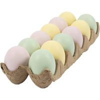 Eggs, H: 6 cm, pastel colours, 12 pc/ 1 pack