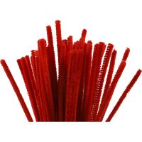 Pipe Cleaners, L: 30 cm, thickness 6 mm, red, 50 pc/ 1 pack