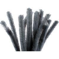 Pipe Cleaners, L: 30 cm, thickness 15 mm, grey, 15 pc/ 1 pack
