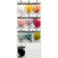 Artificial feathers, L: 15 cm, W: 8 cm, assorted colours, 10x10 pack/ 1 pack