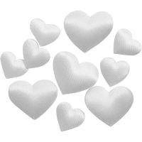 Satin Hearts, size 10+20 mm, thickness 1-2 mm, white, 70 pc/ 1 pack