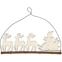 Christmas decoration, cane with reindeer, H: 8 cm, D: 0,5 cm, W: 22 cm, 1 pc