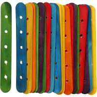 Construction sticks, L: 15 cm, W: 1,8 cm, hole size 4 mm, assorted colours, 20 asstd./ 1 pack