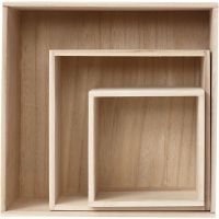 Storage Boxes, square, H: 15x15+21,5x21,5+28x28 cm, D: 12,5 cm, 3 pc/ 1 set