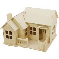 3D Wooden Construction Kit, House with terrace, size 19x17,5x15 , 1 pc