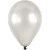 Balloons, round, D 23 cm, silver, 8 pc/ 1 pack