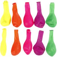 Balloons, round, D 23 cm, neon colours, 10 pc/ 1 pack