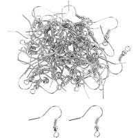French Ear Wires, L: 18 mm, silver-plated, 100 pc/ 1 pack