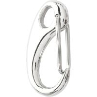 Lobster Claw Clasps, L: 30 mm, W: 15 mm, silver-plated, 2 pc/ 1 pack