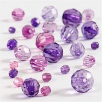 Faceted Bead Mix, size 4-12 mm, hole size 1-2,5 mm, purple, 45 g/ 1 pack