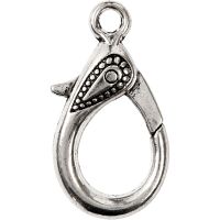 Lobster Claw Clasps, L: 30 mm, hole size 3 mm, antique silver, 4 pc/ 1 pack