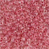 Rocaille seed beads, D 3 mm, size 8/0 , hole size 0,6-1,0 mm, pink centre, 25 g/ 1 pack