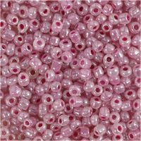 Rocaille Seed Beads, D 3 mm, size 8/0 , hole size 0,6-1,0 mm, pink, 25 g/ 1 pack