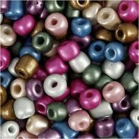 Rocaille Seed Beads, D 5 mm, size 4/0 , hole size 1,2 mm, metallic colours, 720 g/ 1 tub