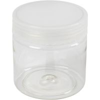 Plastic storage jars, H: 7 cm, D 6,5 cm, 180 ml, 20 pc/ 1 bag