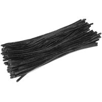 Chenille, L: 30 cm, thickness 4 mm, black, 100 pc/ 1 pack