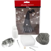 Mini Craft Kit, Christmas gnome, H: 13 cm, grey mixture, 1 pack