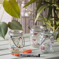 Candle jars, painted or decorated with stickers