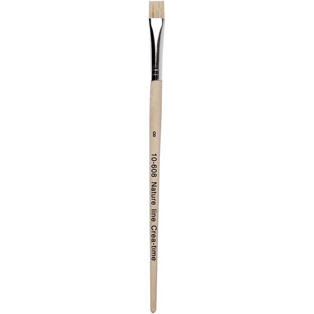 Nature Line Brushes, no. 8, L: 18,5 cm, W: 10 mm, flat, 12 pc/ 1 pack