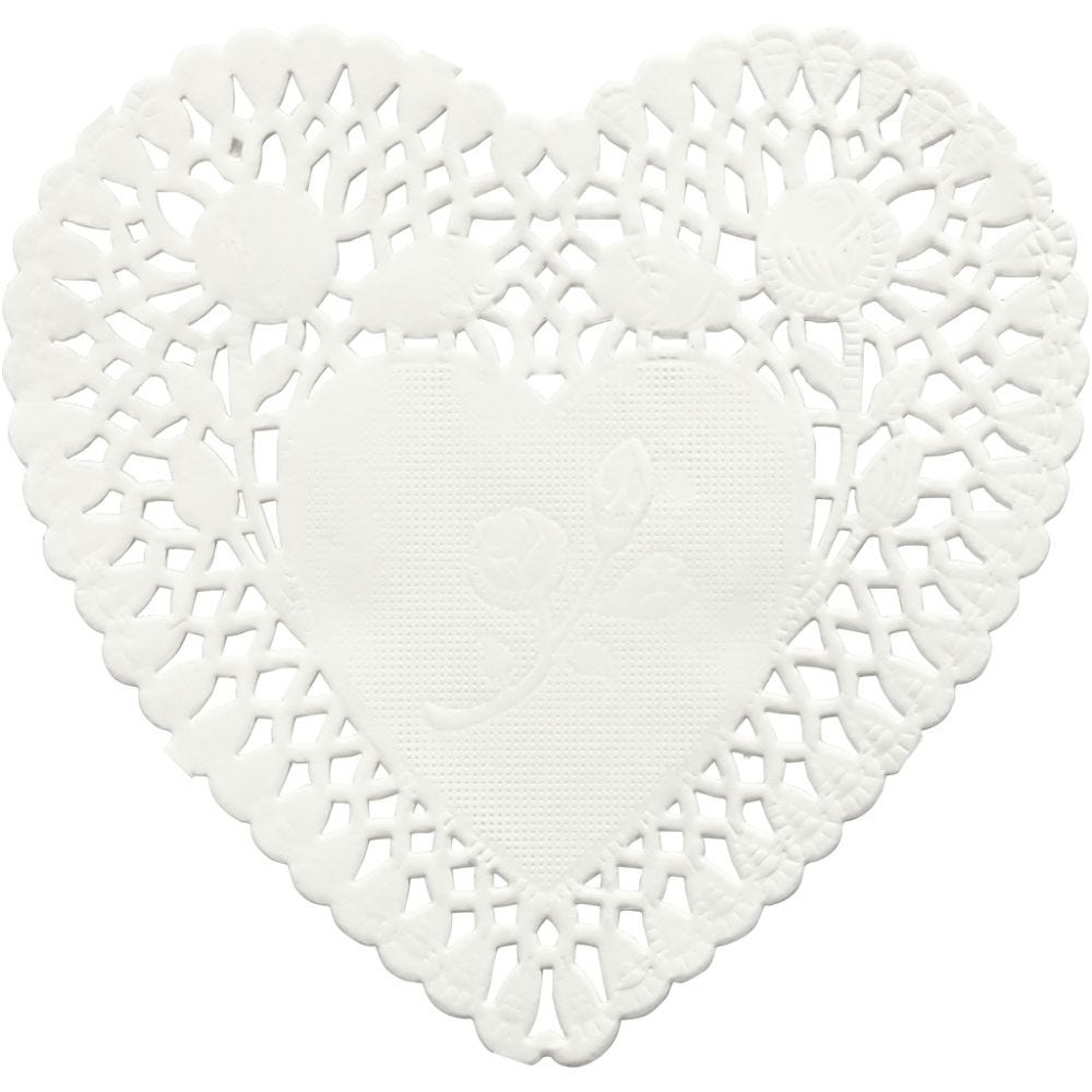 Doilies, heart-shaped, D 10 cm, 30 pc/ 1 pack