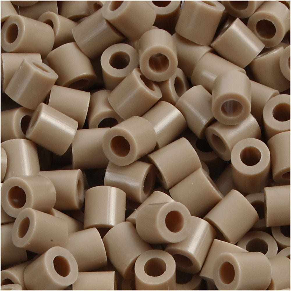 Fuse Beads, size 5x5 mm, hole size 2,5 mm, medium, beige (32248), 6000 pc/ 1 pack