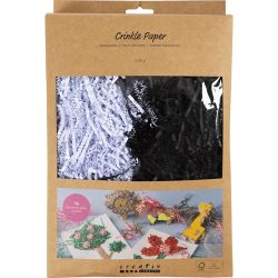 Crinkle Paper, L: 25-30 cm, W: 3 mm, black, white, 2x50 g/ 1 pack