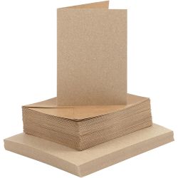 Cards and envelopes, card size 10,5x15 cm, envelope size 11,5x16,5 cm, 120+240, natural, 50 set/ 1 pack