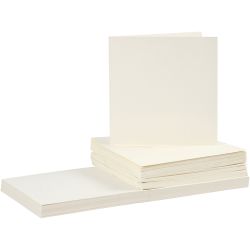 Cards and envelopes, card size 15x15 cm, envelope size 16x16 cm, 110+220 g, off-white, 50 set/ 1 pack