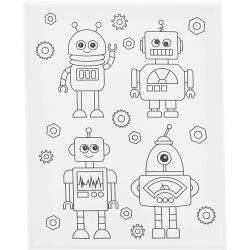 Colour-in Canvas, Robots , D. 1,6 cm, size 24x30 cm, 360 g, 1 pc