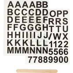 Rub-on Stickers, letters and numbers, H: 17 mm, W: 17 mm, sheet 12,2x15,3 cm, black, 2 sheet/ 1 pack