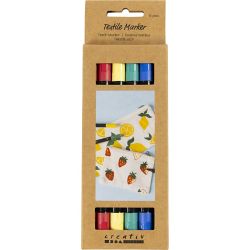 Textile markers, line 2,3+3,6 mm, standard colours, 6 pc/ 1 pack
