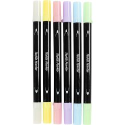 Textile markers, line 2,3+3,6 mm, pastel colours, 6 pc/ 1 pack
