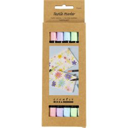 Textile markers, line 2,3+3,6 mm, pastel colours, 6 pc/ 1 pack
