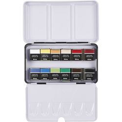 Art Watercolour, &frac12;-pan, size 10x15x20 mm, standard colours, 12 colour/ 1 pack