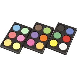 Watercolours, H: 16 mm, dia. 44 mm, neon colours, primary colours, additional colours, 1 pack