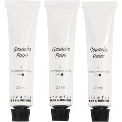 Gouache Paint, white, 3x20 ml/ 1 pack