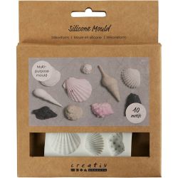 Silicone Mould, Conch and shells, H: 1 cm, L: 1-2,8 cm, 1 pc