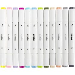 Illustration Marker, line 1+8 mm, pastel colours, 12 pc/ 1 pack